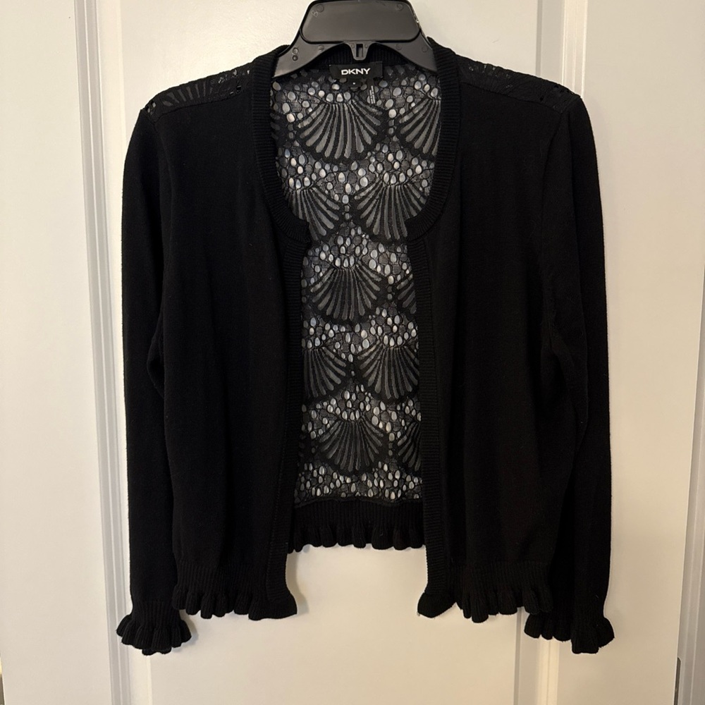 DKNY Black Lace Detailed Sweater Size Medium